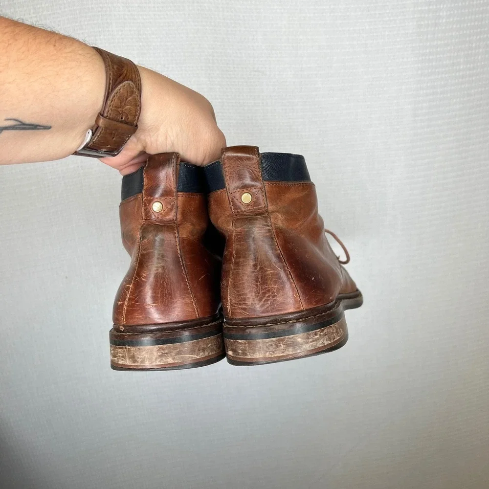 Cole Haan Mens Grand.OS Leather Chukka Boots C24141 British Tan Navy 10M